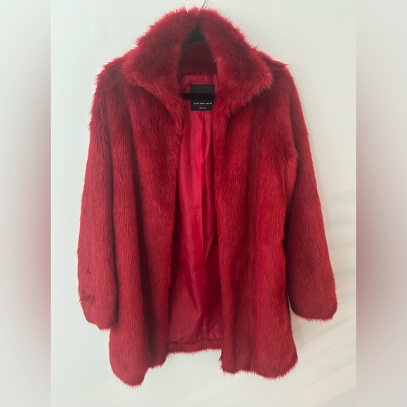 Bershka Red Faux Fur Jacket - Picture 1 of 5